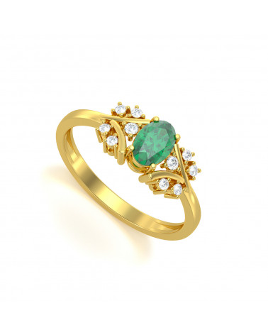 Gold Emerald Diamonds Ring 1.556grs ADEN - 1