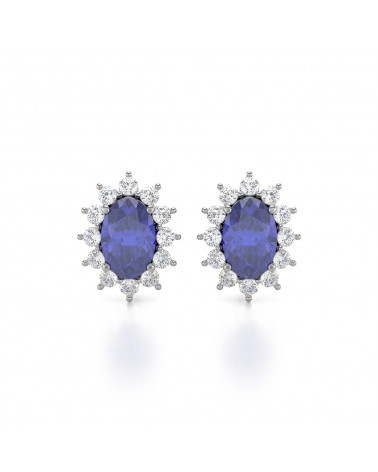 Boucles d'oreille Or Blanc et Tanzanite Forme Marquise 1.4grs ADEN - 1