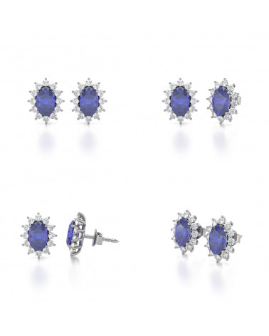 Boucles d'oreille Or Blanc et Tanzanite Forme Marquise 1.4grs ADEN - 2