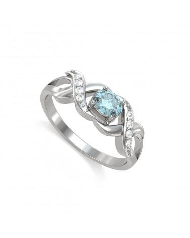 925 Silber Aquamarin Diamanten Ringe ADEN - 1