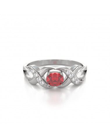 925 Silver Ruby Diamonds Ring ADEN - 3