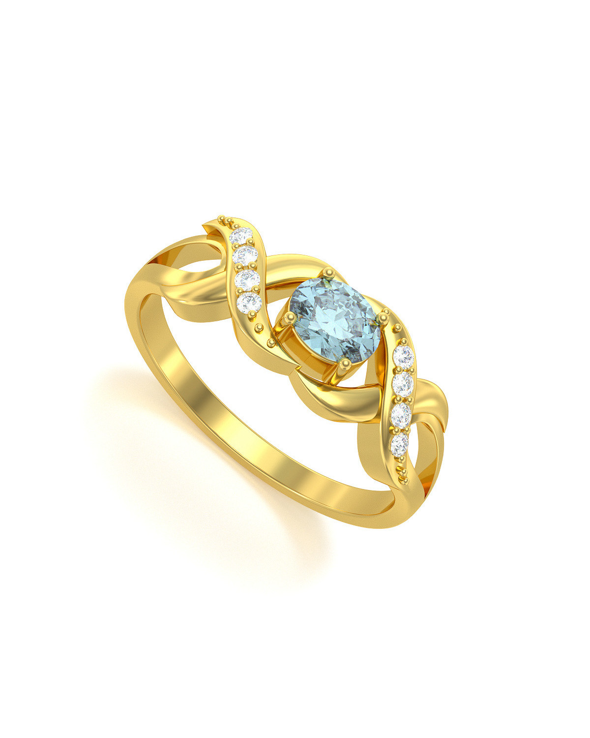 Gold Aquamarine Diamonds Ring 2.684grs