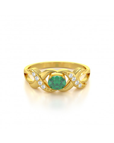Gold Smaragd Diamanten Ringe 2.684grs ADEN - 3