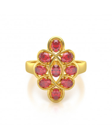 Gold Flower Ruby Ring 4.38grs ADEN - 3
