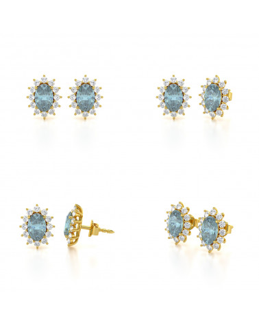 Gold Aquamarine Diamonds Earrings ADEN - 2
