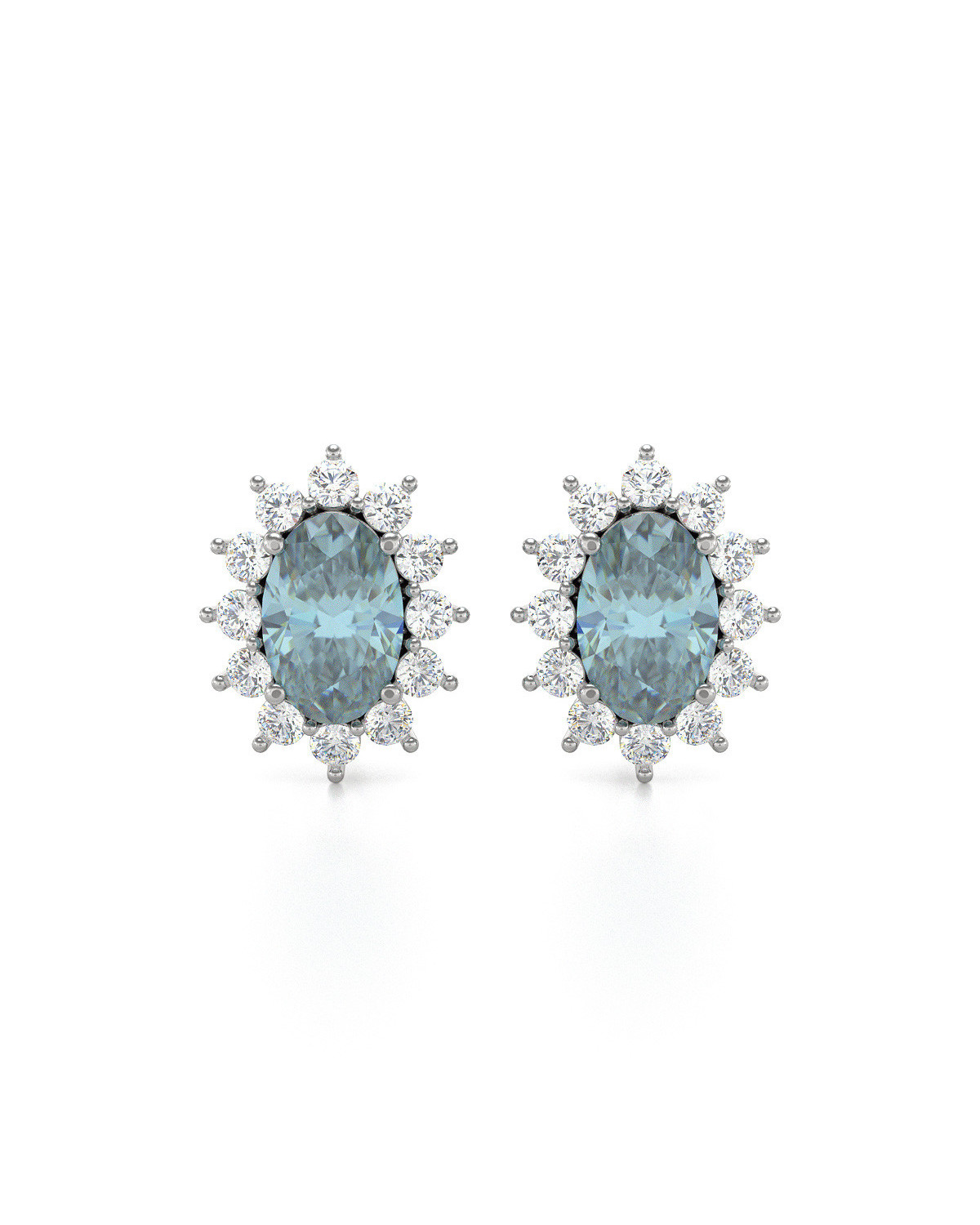 Gold Aquamarine Diamonds Earrings