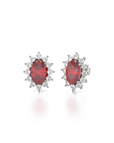 925 Silver Ruby Diamonds Earrings ADEN - 3