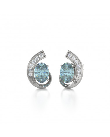 925 Silber Aquamarin Diamanten Ohrringe ADEN - 3