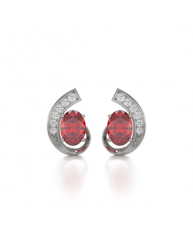 925 Silber Rubin Diamanten Ohrringe ADEN - 1
