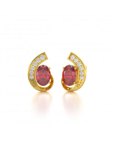 Pendientes  de Oro 14K Rubi y Diamantes ADEN - 3