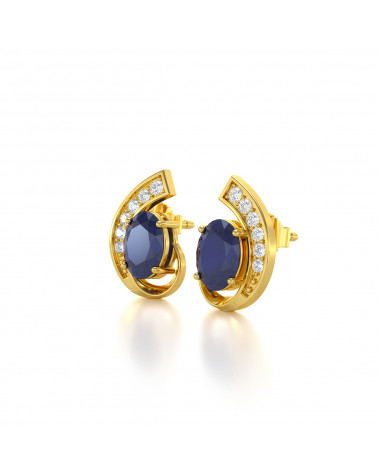 14K Gold Sapphire Diamonds Earrings ADEN - 4