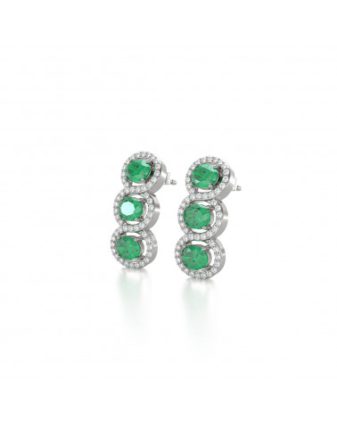 925 Silver Emerald Diamonds Earrings ADEN - 4