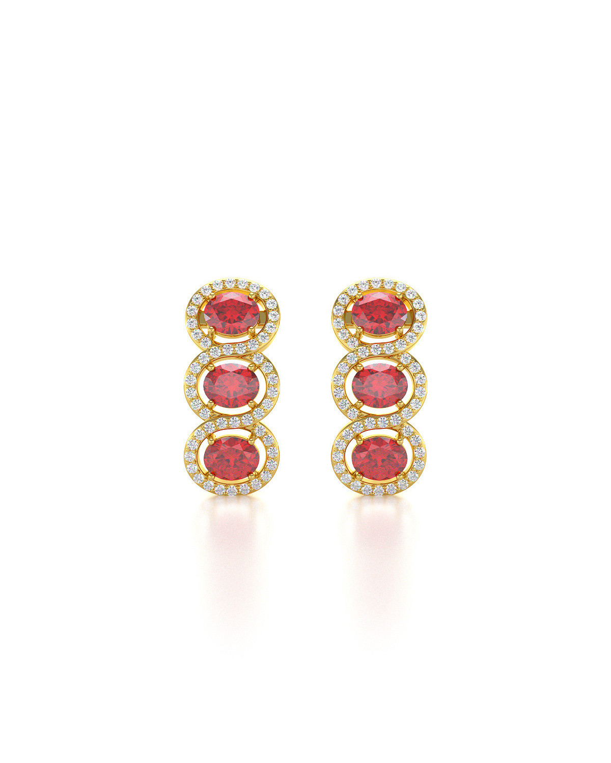 14K Gold Ruby Diamonds Earrings ADEN - 1