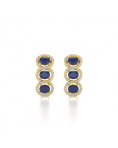 14K Gold Sapphire Diamonds Earrings ADEN - 1