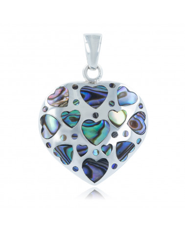 Heart Pendant in sterling silver set with abalone mother-of-pearl