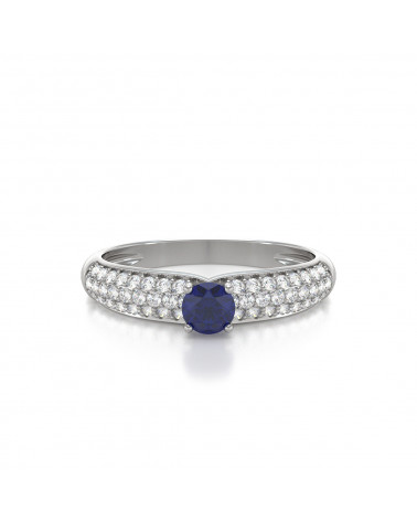 925 Silver Sapphire Diamonds Ring ADEN - 3