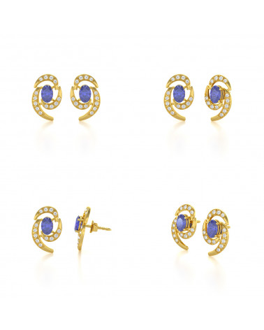 Gold Tanzanit Diamanten Ohrringe ADEN - 2