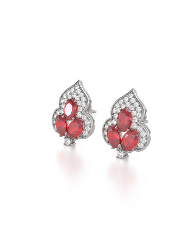 925 Silver Ruby Diamonds Earrings ADEN - 4