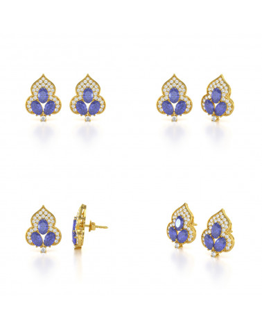 Gold Tanzanite Diamonds Earrings ADEN - 2