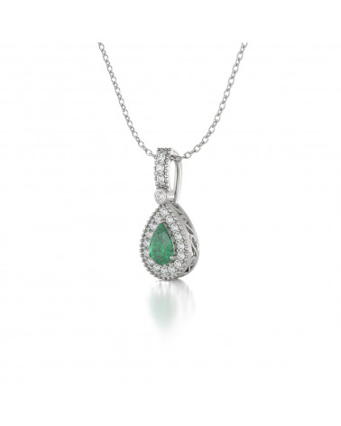 925 Silber Smaragd Diamanten Halsketten Anhanger Silberkette enthalten ADEN - 3