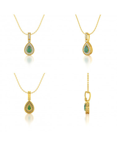 14K Gold Smaragd Diamanten Halsketten Anhanger Goldkette enthalten ADEN - 2