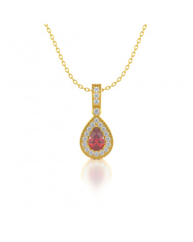 14K Gold Rubin Diamanten Halsketten Anhanger Goldkette enthalten ADEN - 1