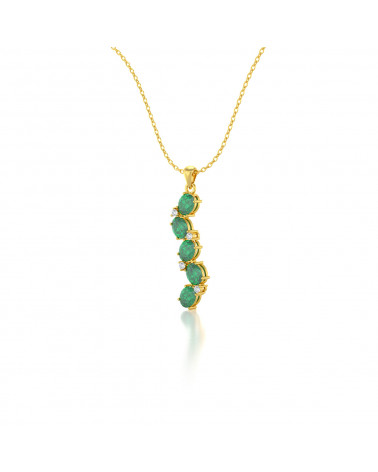 14K Gold Smaragd Diamanten Halsketten Anhanger Goldkette enthalten ADEN - 3