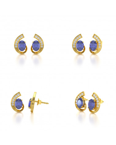 Gold Tanzanite Diamonds Earrings ADEN - 2