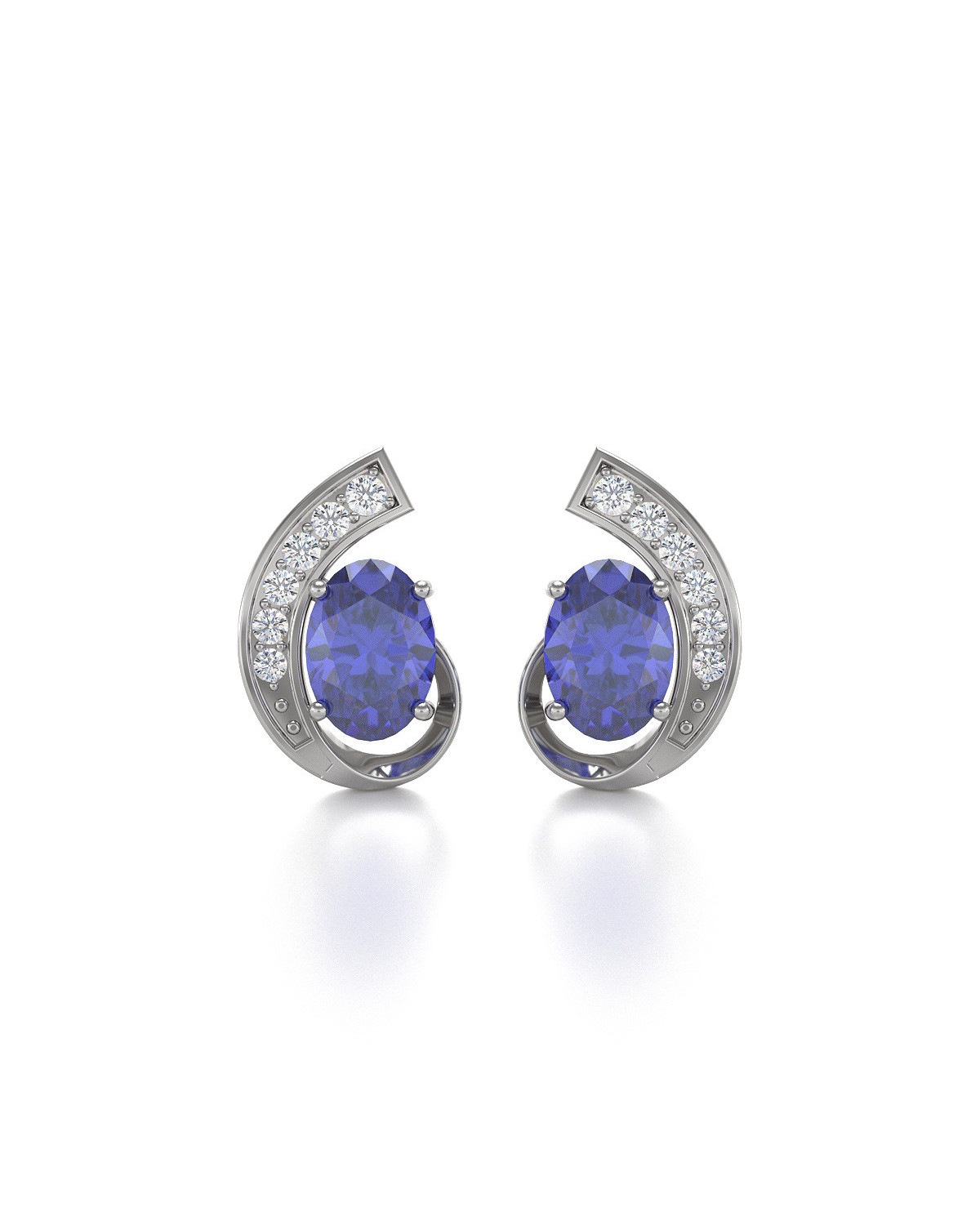 925 Silver Tanzanite Diamonds Earrings