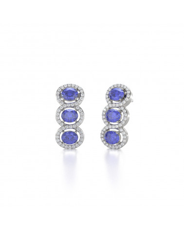 925 Silver Tanzanite Diamonds Earrings ADEN - 3