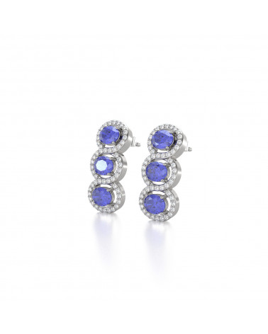 925 Silver Tanzanite Diamonds Earrings ADEN - 4