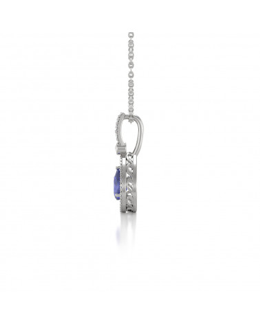 925 Silber Tanzanit Diamanten Halsketten Anhanger Silberkette enthalten ADEN - 4