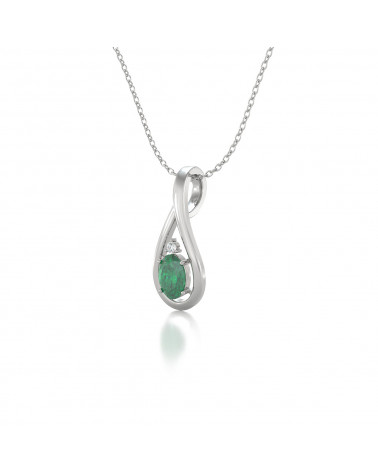 Colgante Pendente Smeraldo Diamanti Catena Argento inclusa ADEN - 3