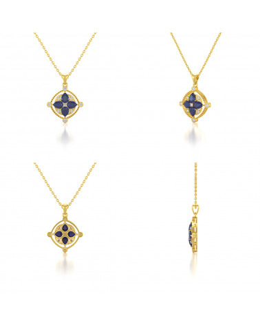 14K Gold Saphir Diamanten Halsketten Anhanger Goldkette enthalten ADEN - 2