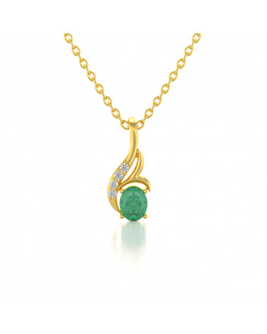 14K Gold Smaragd Diamanten Halsketten Anhanger Goldkette enthalten ADEN - 1