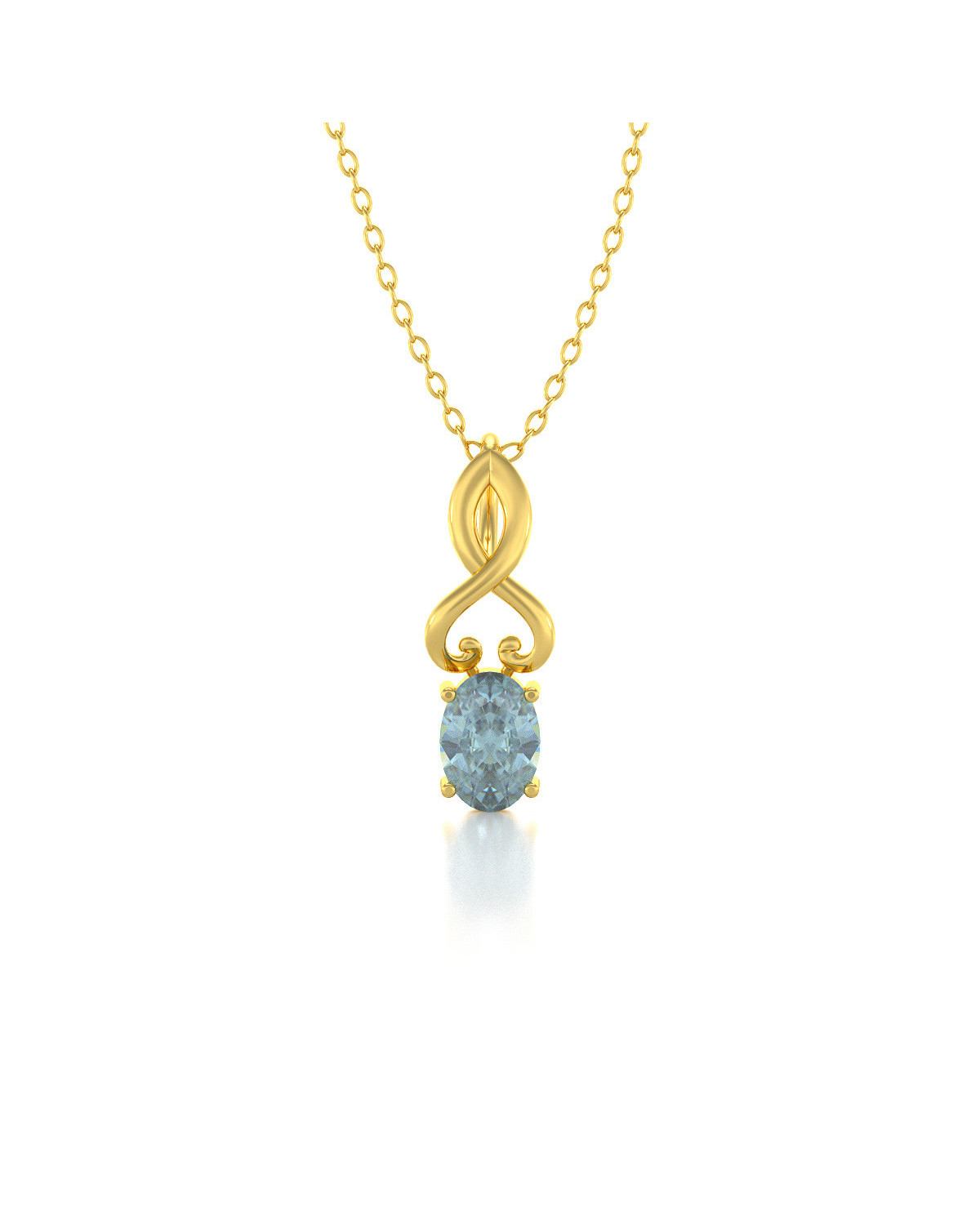 Collier Pendentif Or Jaune Aigue-Marine Chaine Or incluse 0.85grs ADEN - 1