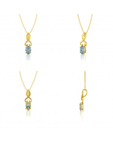 Collier Pendentif Or Jaune Aigue-Marine Chaine Or incluse 0.85grs ADEN - 2
