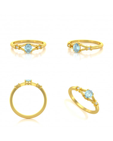 Gold Aquamarin Diamanten Ringe ADEN - 3