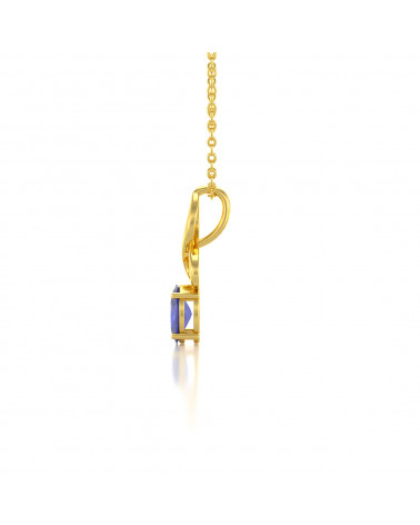 Collar Colgante de Oro Tanzanita y Diamantes Cadena Oro incluida ADEN - 4