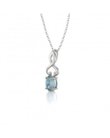 925 Silver Aquamarine Necklace Pendant Chain included ADEN - 2