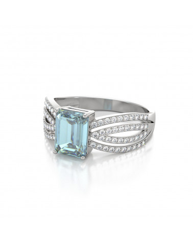 Gold Aquamarine Diamonds Ring ADEN - 4