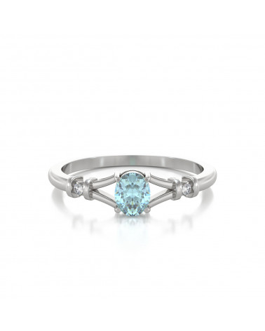 925 Silver Aquamarine Diamonds Ring ADEN - 3