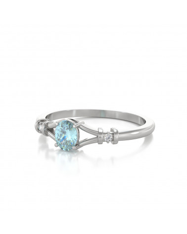 925 Silver Aquamarine Diamonds Ring ADEN - 4