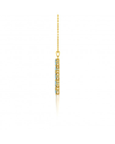 14K Gold Aquamarin Halsketten Anhanger Goldkette enthalten ADEN - 4