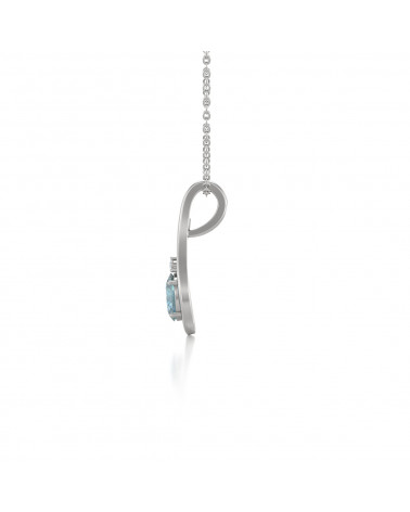 925 Silber Aquamarin Diamanten Halsketten Anhanger Silberkette enthalten ADEN - 3