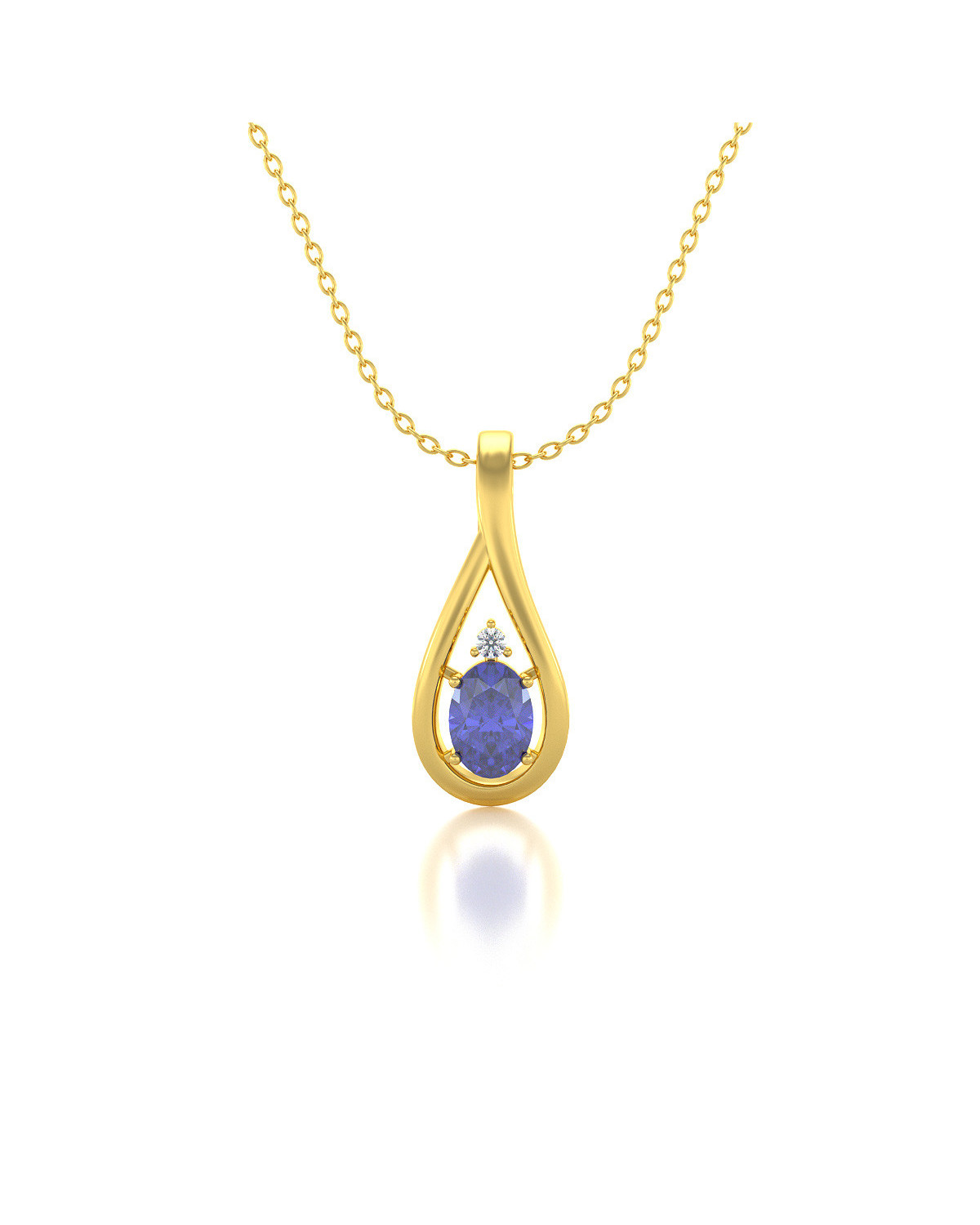 Gold Tanzanite Diamonds Necklace Pendant Gold Chain included