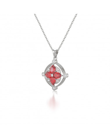 Colgante Pendente Rubino Diamanti Catena Argento inclusa ADEN - 2