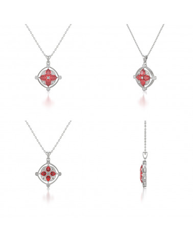 Colgante Pendente Rubino Diamanti Catena Argento inclusa ADEN - 3