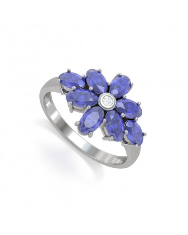 Bague Or Blanc Tanzanite et diamants 3.50grs ADEN - 1