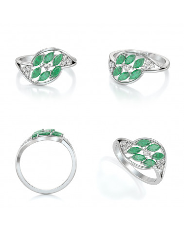 Gold Emerald Diamonds Ring 1.32grs ADEN - 2